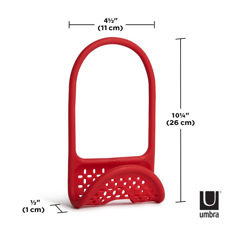 Umbra Sling Flexible Sponge Holder for Kitchen Sink, Customizable Non-Slip Caddy Organizer Also Holds Dish Scrub Brush or Dishcloth, Red - Image 2